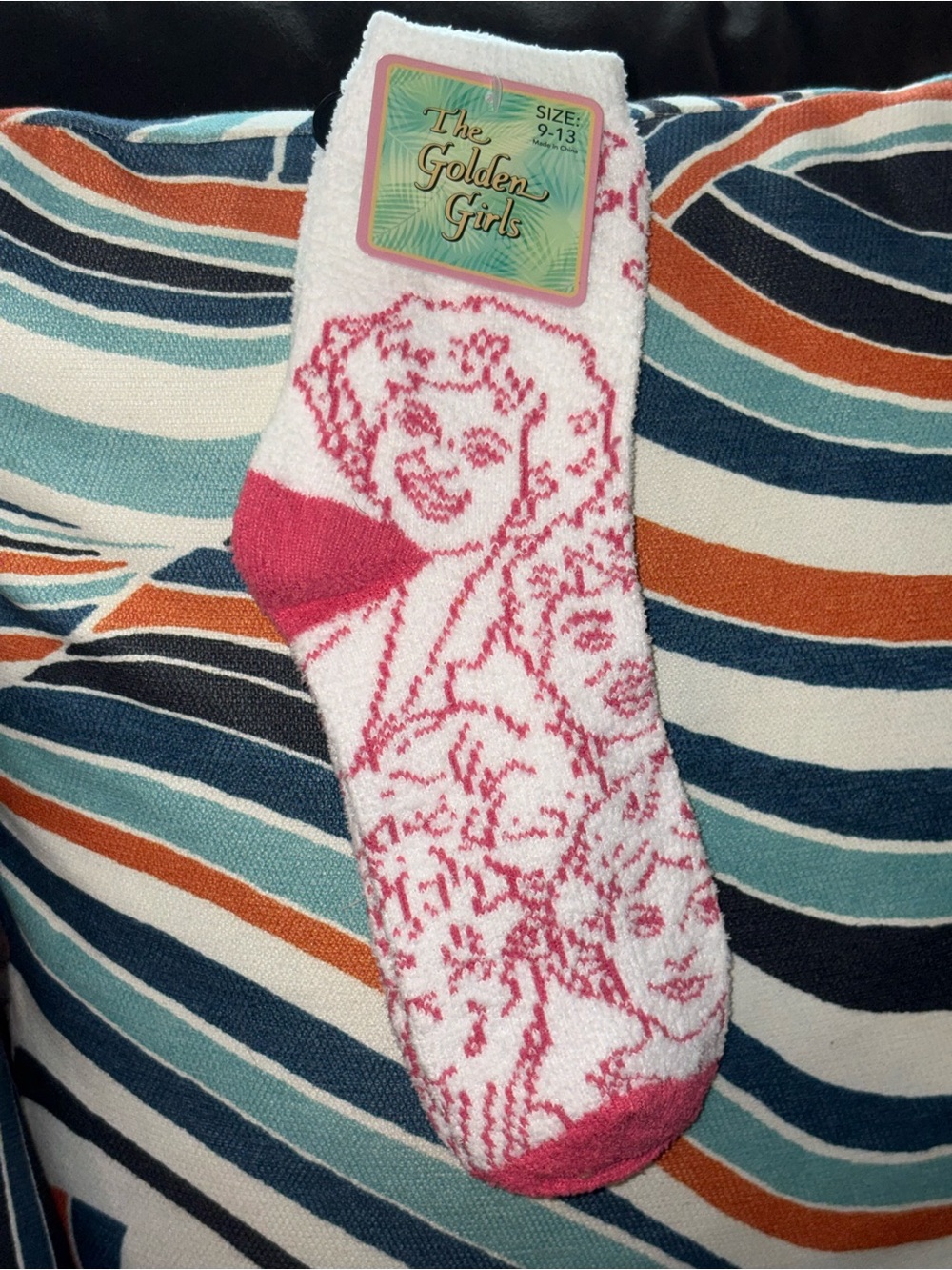 Golden Girls Women's Cozy Crew Sock - White & Pink